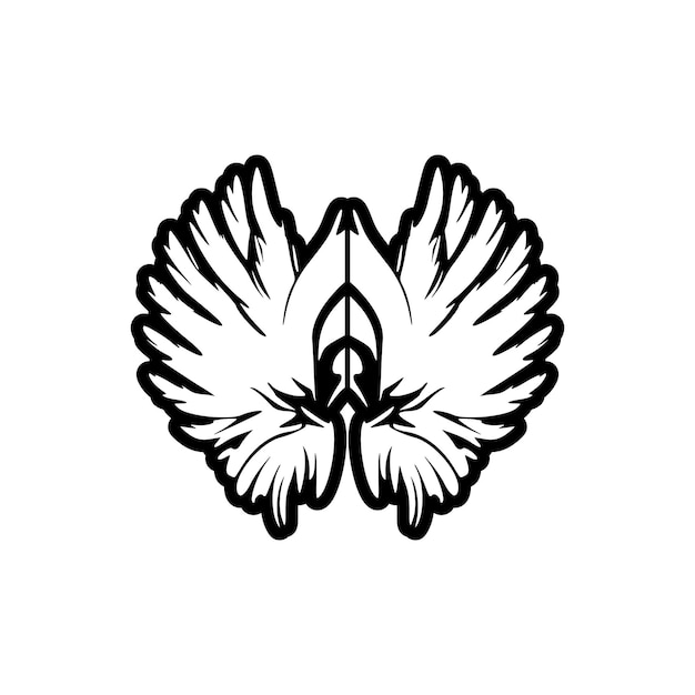 A stylish vector angel wings logo featuring black and white