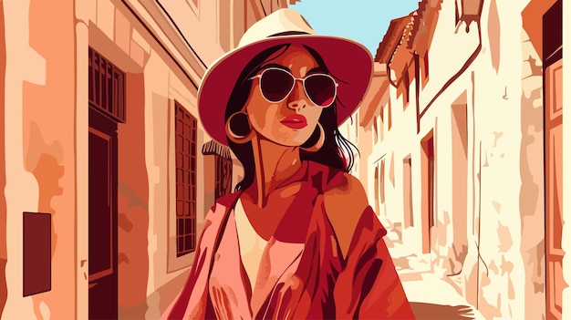 Stylish Vector Illustration of a Young Fashionable Woman