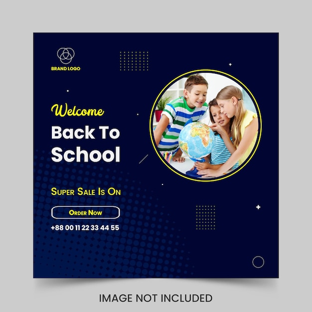 Stylish welcome back to school social media post template vector