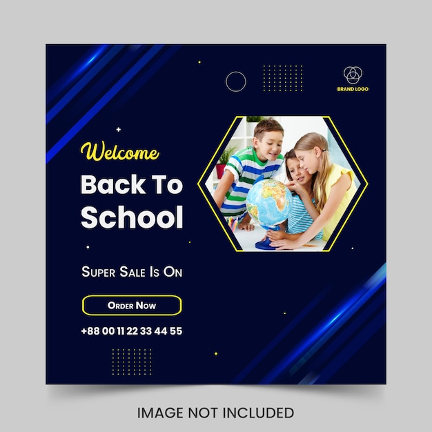 Stylish welcome back to school social media post template vector