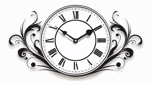 Stylish White Wall Clock Vector Cartoon Illustration