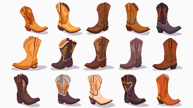 Vector stylish wild west cowboy boots with intricate decor for fashion enthusiasts