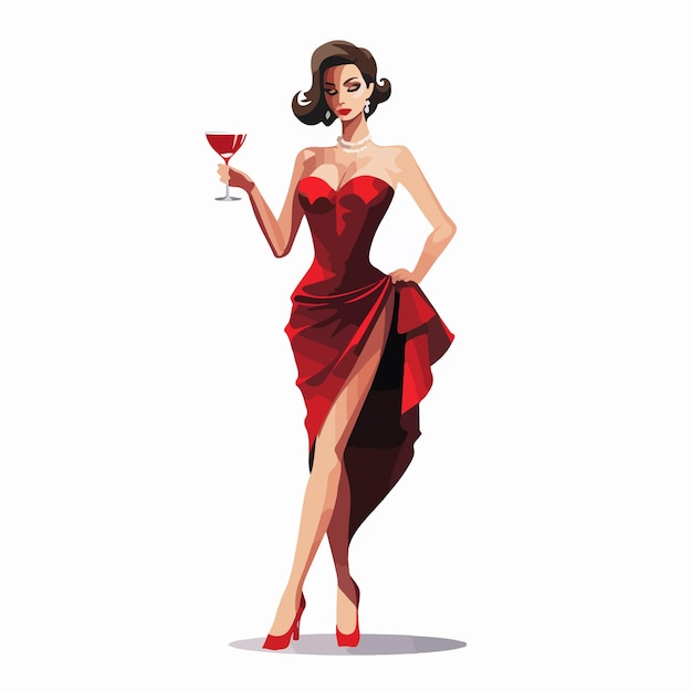 Vector stylish woman in cocktail dress vector illustration