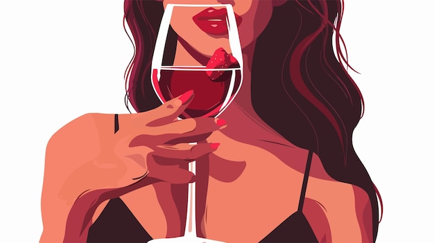 Stylish Woman Holding Big Glass of Red Wine