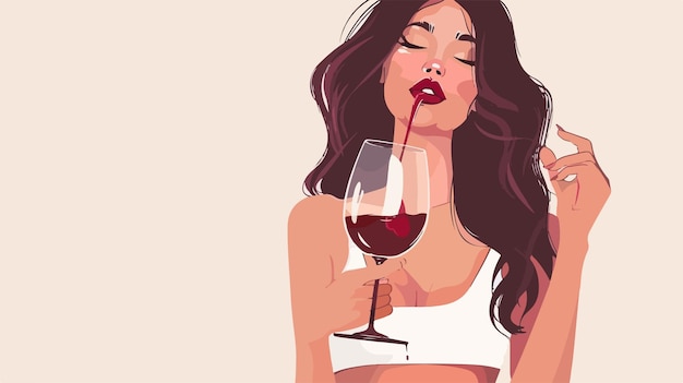 Stylish Woman Holding Big Glass of Red Wine