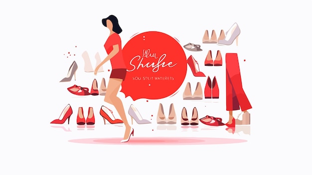 Stylish Woman Legs in Trendy Shoes Shopping Banner Vector