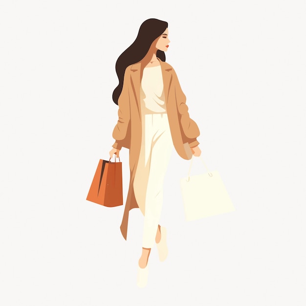 Stylish woman shopping illustration