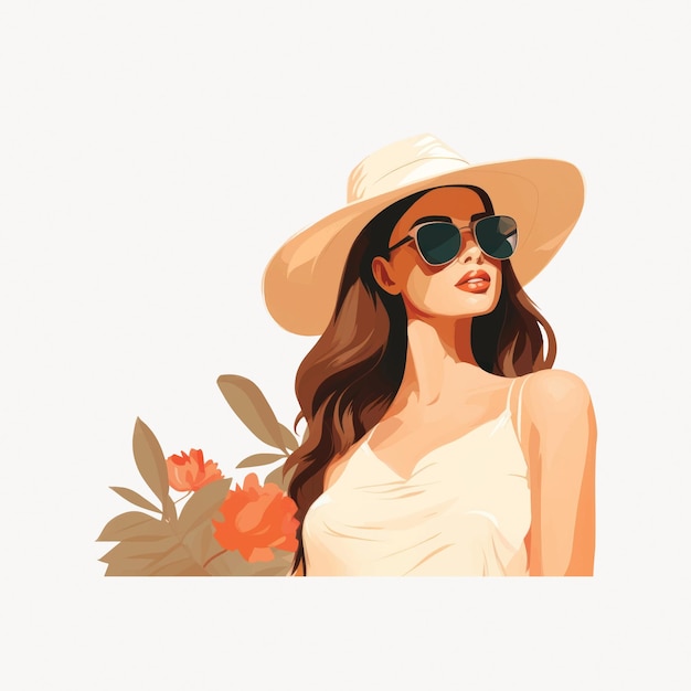 Stylish woman wearing summer hat