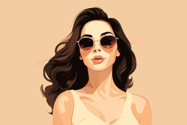 Stylish woman wearing sunglasses illustration