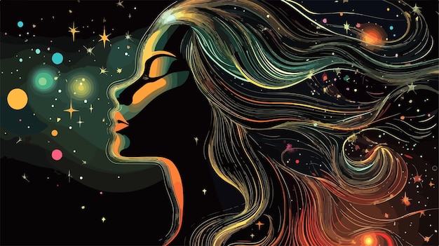 Vector stylish woman with stars vector illustration