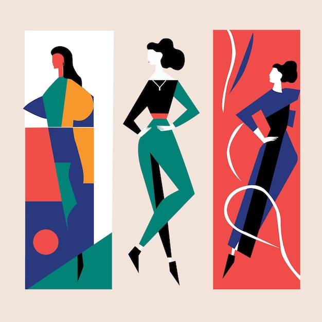 stylish women art vector illustration