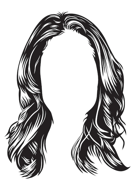 Stylish women hair in black and white vector illustration