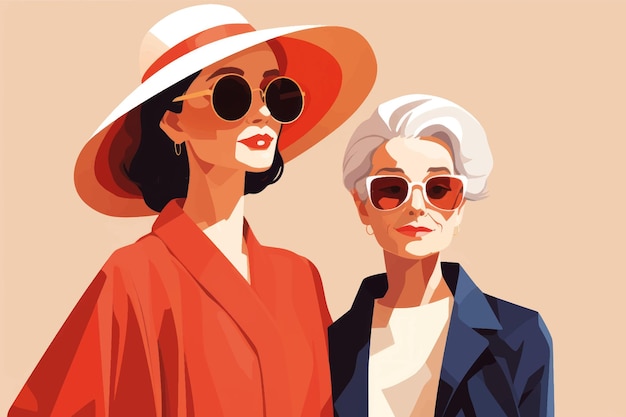 Stylish women wearing sunglasses