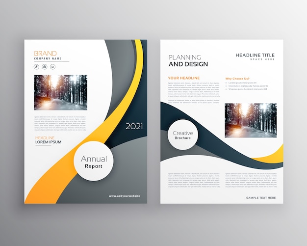 stylish yellow gray business brochure poster leaflet vector design template