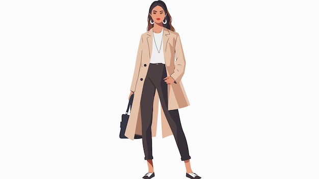 Vector stylish young woman in fashion outfit