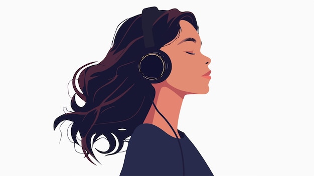 Stylish Young Woman Listening to Music with Headphones and Captivating Eyes