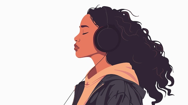 Stylish Young Woman Listening to Music with Headphones and Captivating Eyes