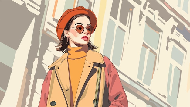 Stylish Young Woman Vector Illustration