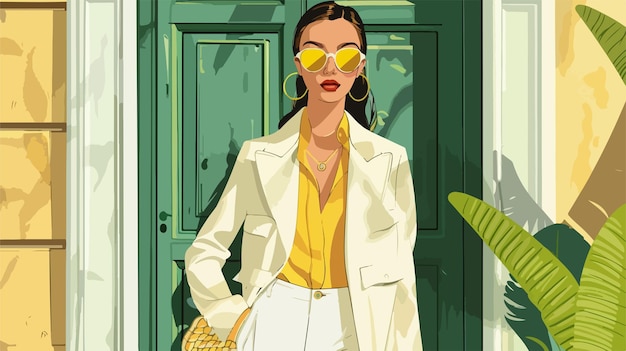 Vector stylish young woman vector illustration