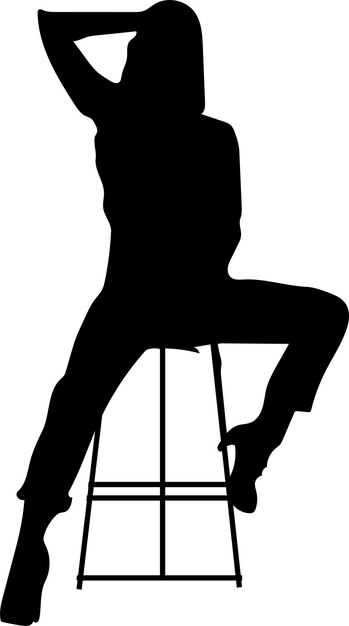 Vector a stylist fashion woman sitting on the tool smart looking pose vector silhouette 6