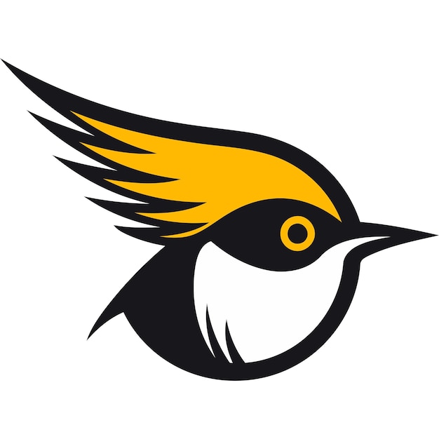 Vector stylized bird logo with black and yellow colors