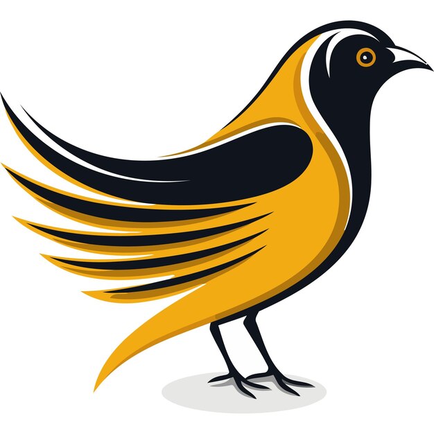 Stylized Bird with Black and Yellow Feathers