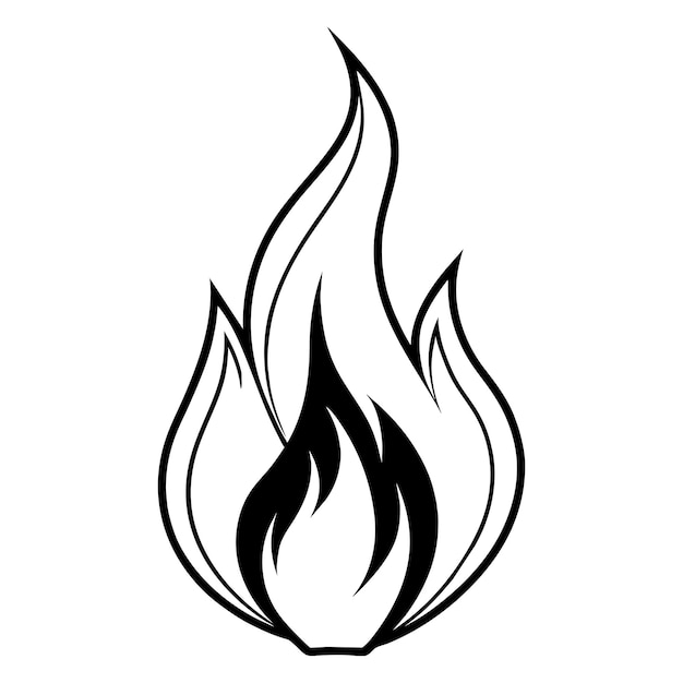 Vector stylized black flame icon minimalist fire symbol design