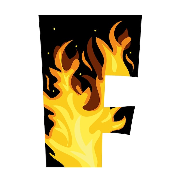 stylized black letter F under the element of nature namely the element of fire