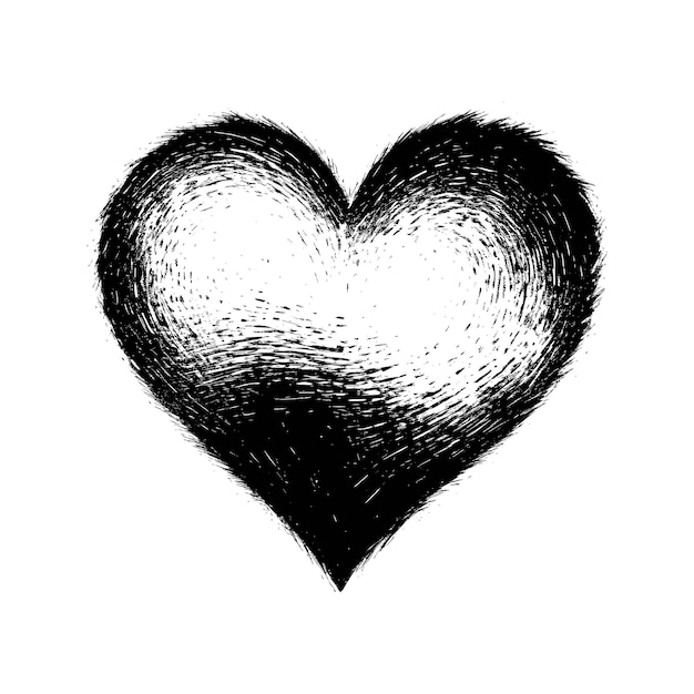 Vector stylized black and white heart illustration