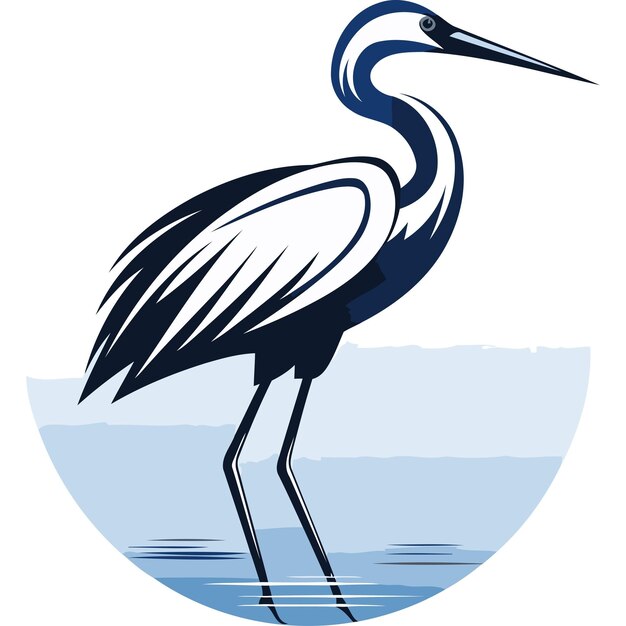 A stylized blue heron illustration perfect for naturethemed branding logos and designs