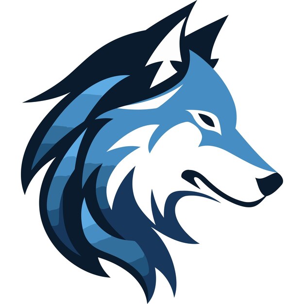 Vector stylized blue wolf head mascot