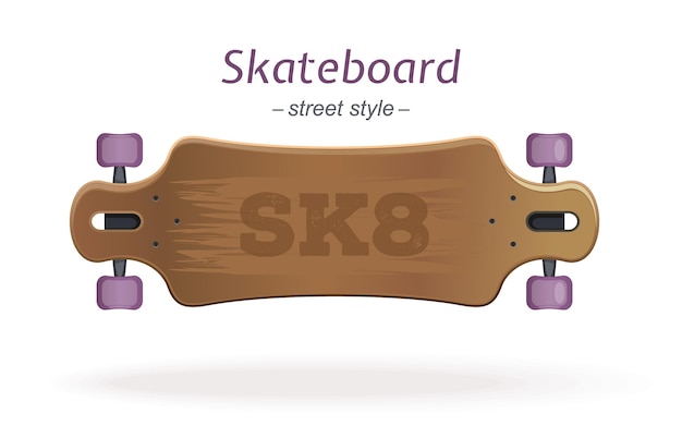 Stylized cartoon image of a skateboard. SK8 street style. Vector illustration