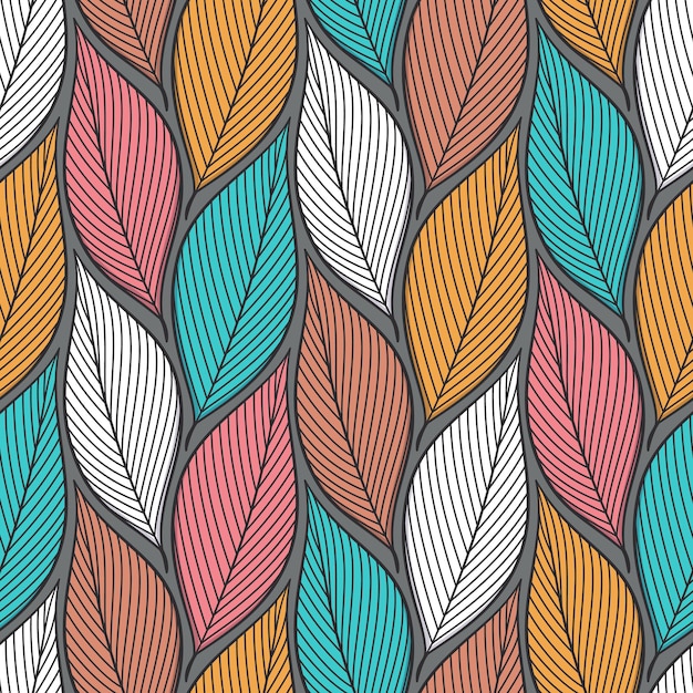 Stylized colorful leaves seamless pattern Nature universal textures