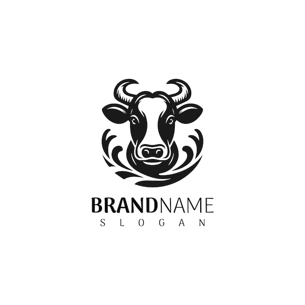 Stylized cow head logo design for branding