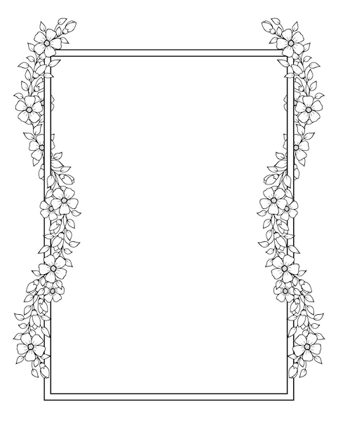 Stylized decorative frame. Flower in mehndi style.