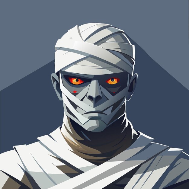 Vector a stylized depiction of a mummy with glowing eyes showcasing a modern graphic design