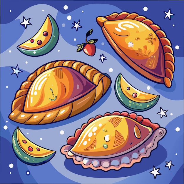 Vector stylized empanadas vector clip art perfect for graphics and design