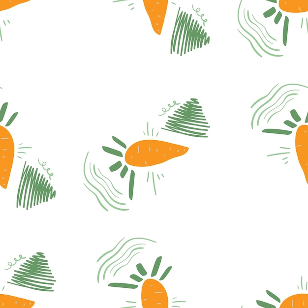 Stylized funny carrot seamless pattern Decorative background