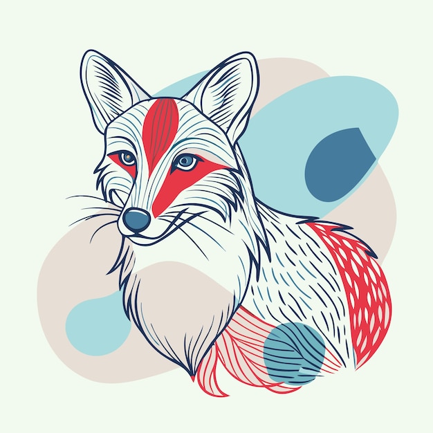 Vector a stylized illustration of a fox with colorful patterns