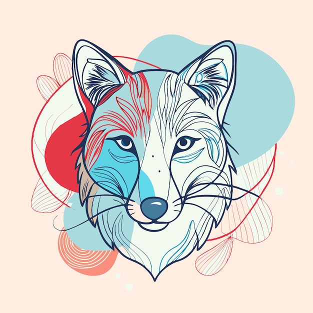 Vector a stylized illustration of a fox with colorful patterns