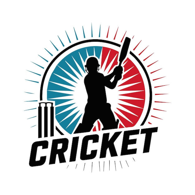 Stylized logo featuring a cricket player cricket logo vector illustration