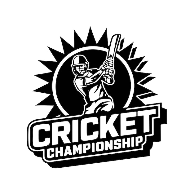 Stylized logo featuring a cricket player cricket logo vector illustration