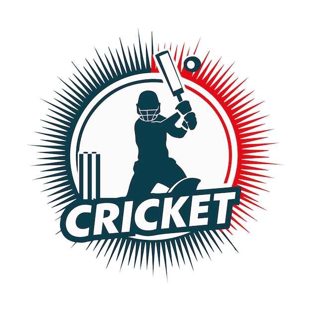 Stylized logo featuring a cricket player cricket logo vector illustration