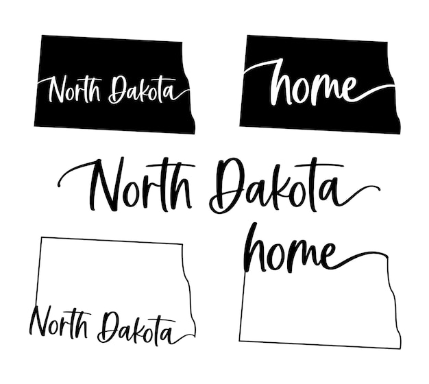 Stylized map of the US North Dakota State vector illustration