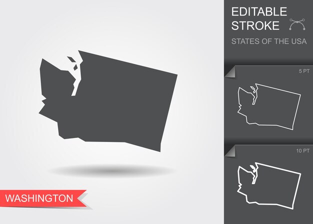 Stylized map of the US state of Washington vector illustration