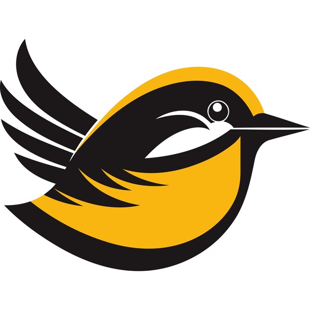 A stylized minimalist bird logo in yellow and black