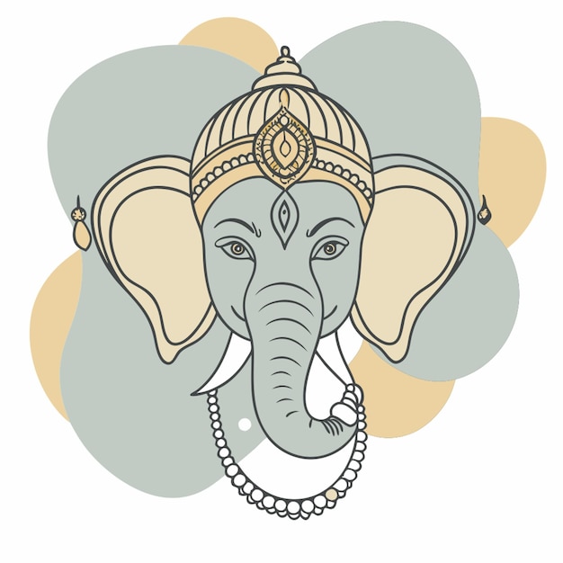 Vector stylized minimalist line drawing of the hindu deity ganesha depicted in a single shade of brown