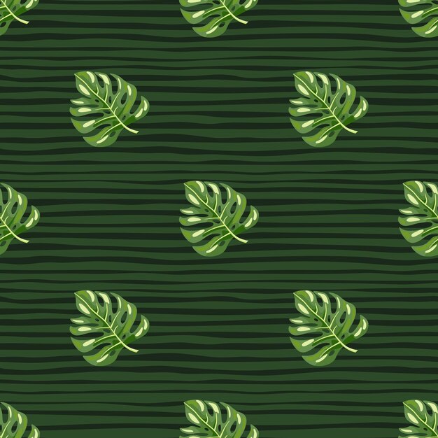 Stylized monstera leaves seamless pattern Leaf background Hawaiian rainforest floral backdrop Exotic jungle plants endless wallpaper V