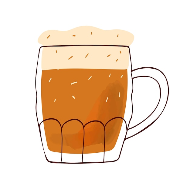 Stylized mug of beer illustration isolated on white background