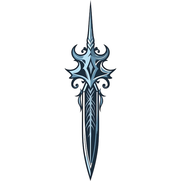 A stylized ornate sword design in blue hues perfect for branding gaming or fantasy projects